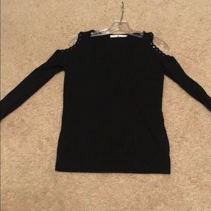 LAST CALL: Trina Turk Black Cold-Shoulder Sweater